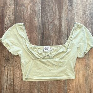 Princess Polly Light Sage Cropped Scoop Neck Top